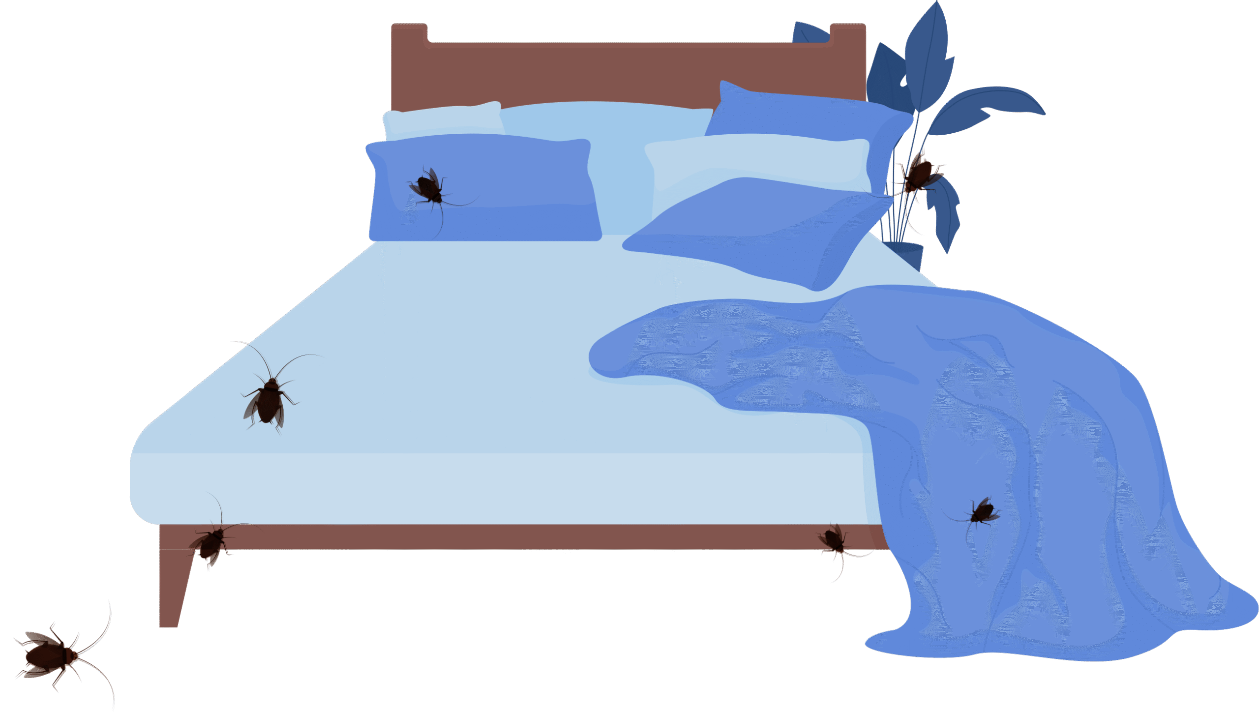 Illustration of a bed with bed bugs
