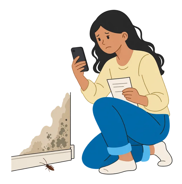 Tenant documenting unsafe apartment conditions